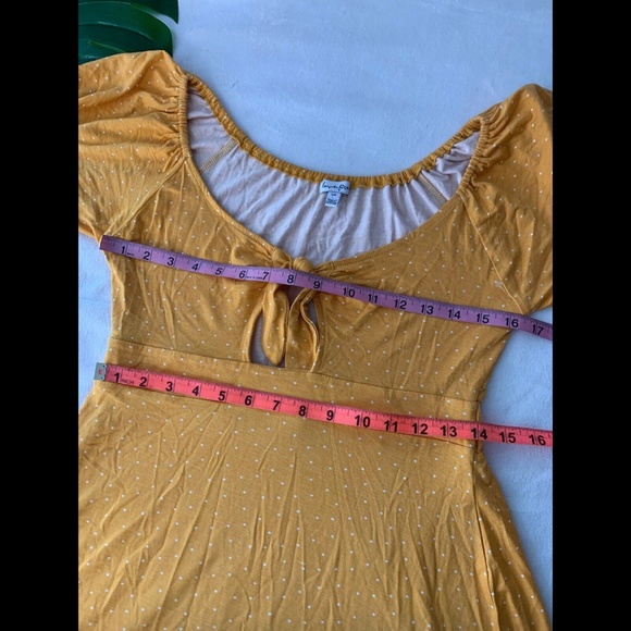 NEW $42 Love, Fire Yellow Polka Dot Keyhole‎ Dress - Picture 7 of 8